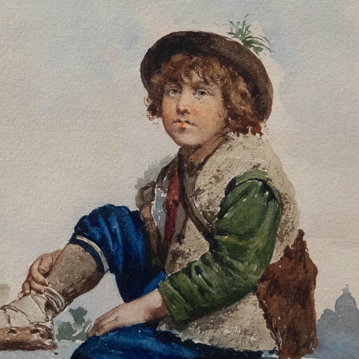 Follower of Adriano Bonifazi - Early 20th Century Watercolour, An Italian Boy For Sale 1