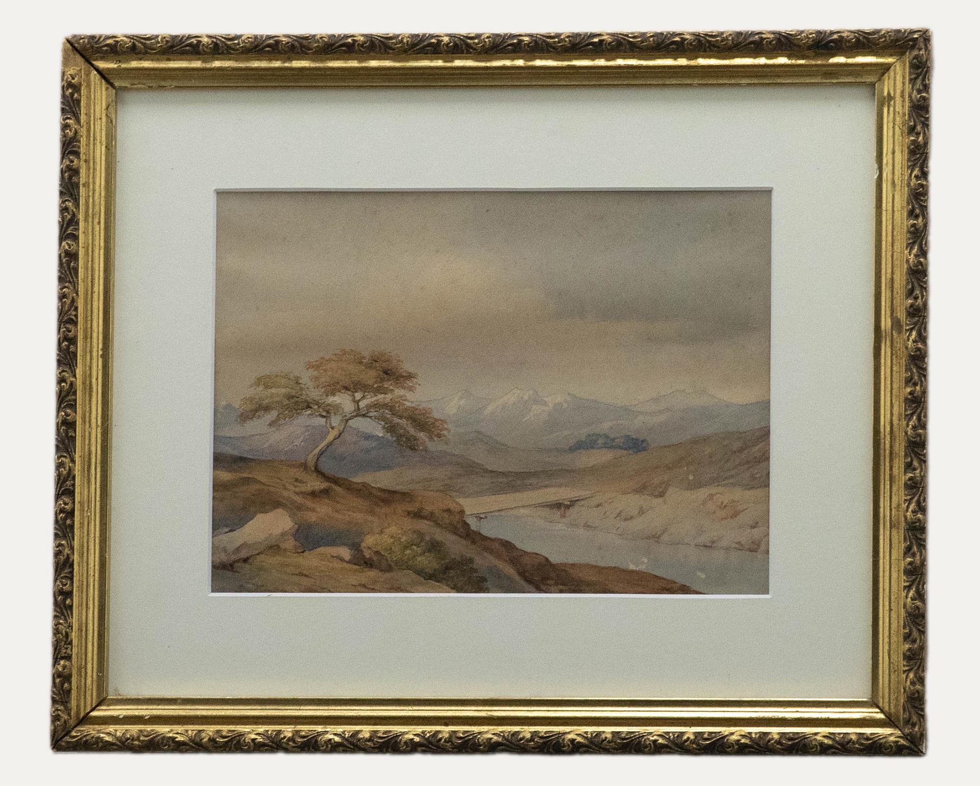 Unknown Landscape Art – Follower of Joseph Schranz (1803-c.1866) - Aquarell, Ansicht des Berges