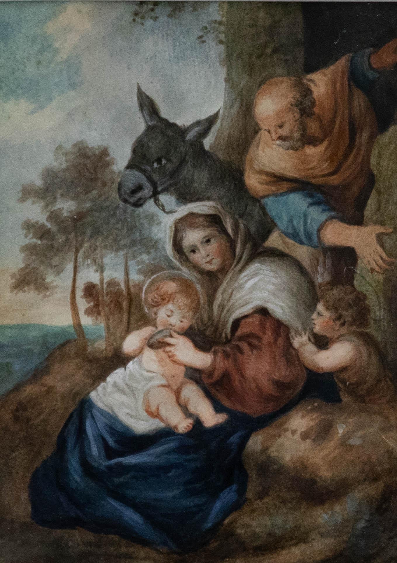 19th Century Watercolour - Rest on the flight to Egypt - Art by Unknown