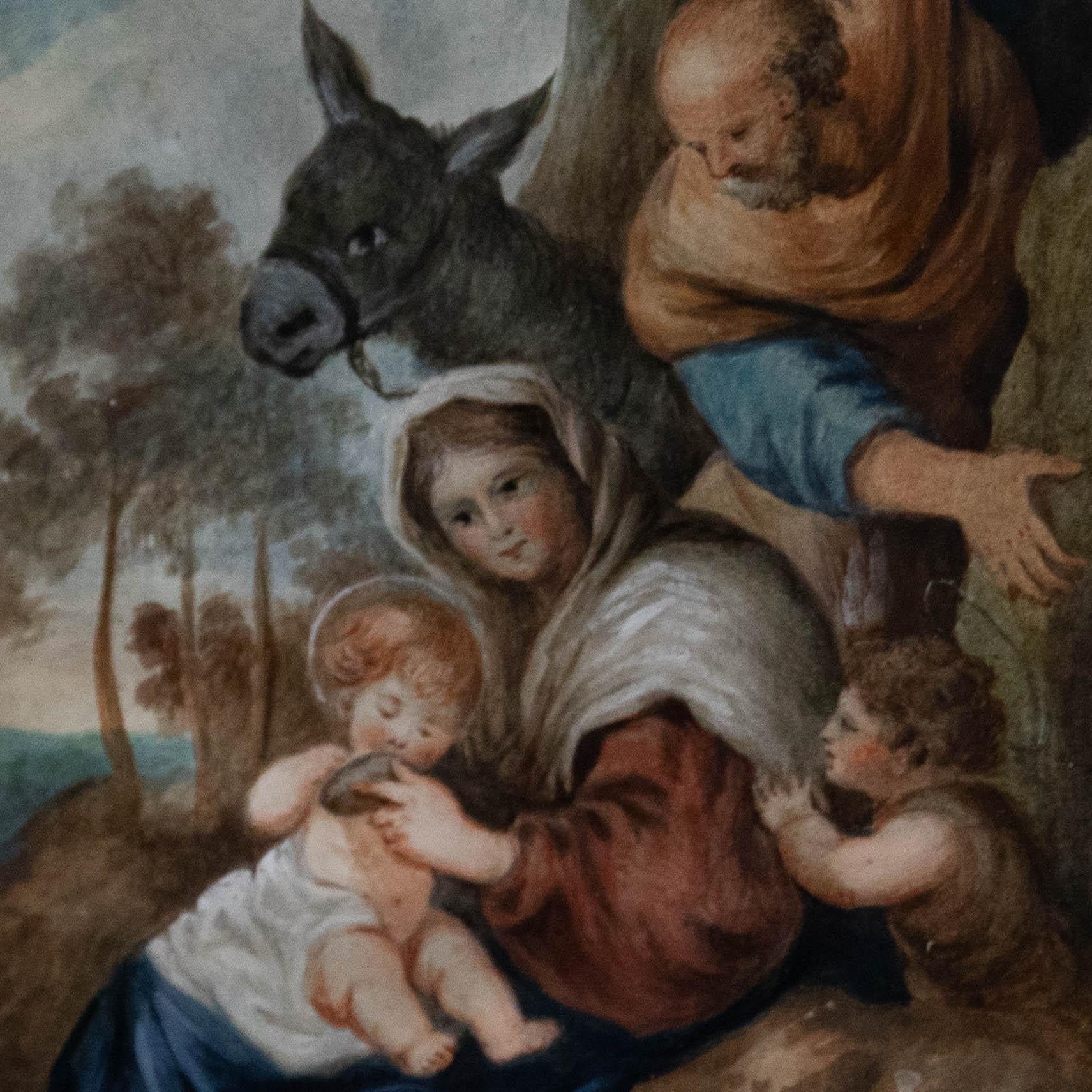 19th Century Watercolour - Rest on the flight to Egypt For Sale 1