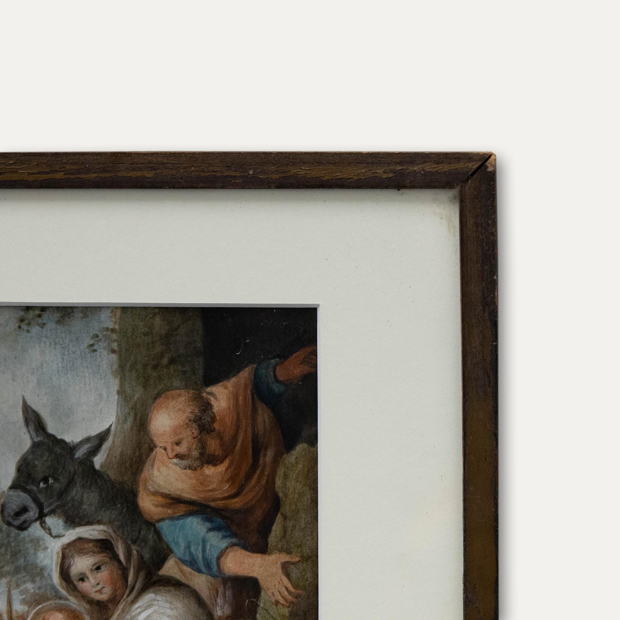 19th Century Watercolour - Rest on the flight to Egypt For Sale 2