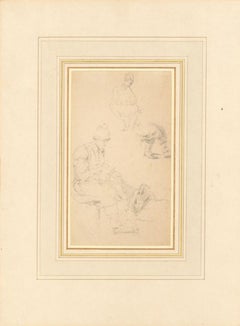 Attrib. Samuel Prout (1783-1852) - 19th Century Graphite Drawing, Net Mending
