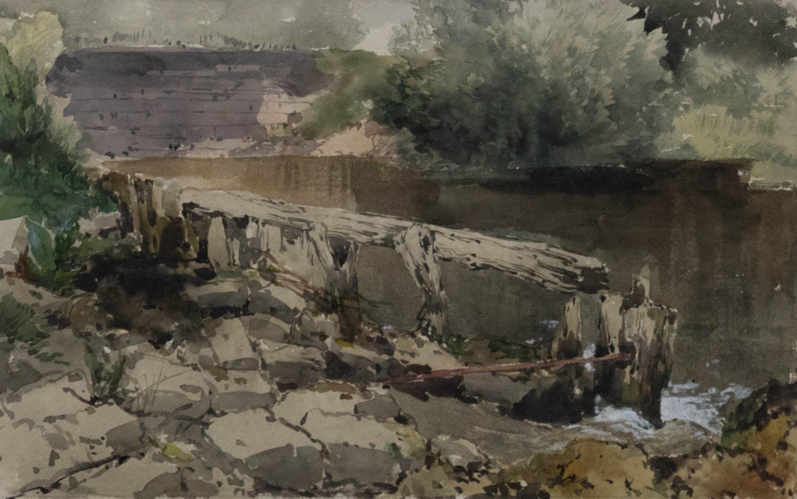 Attribut. William Collingwood Smith (1815-1887) - Aquarell, Flusslandschaft im Angebot 1