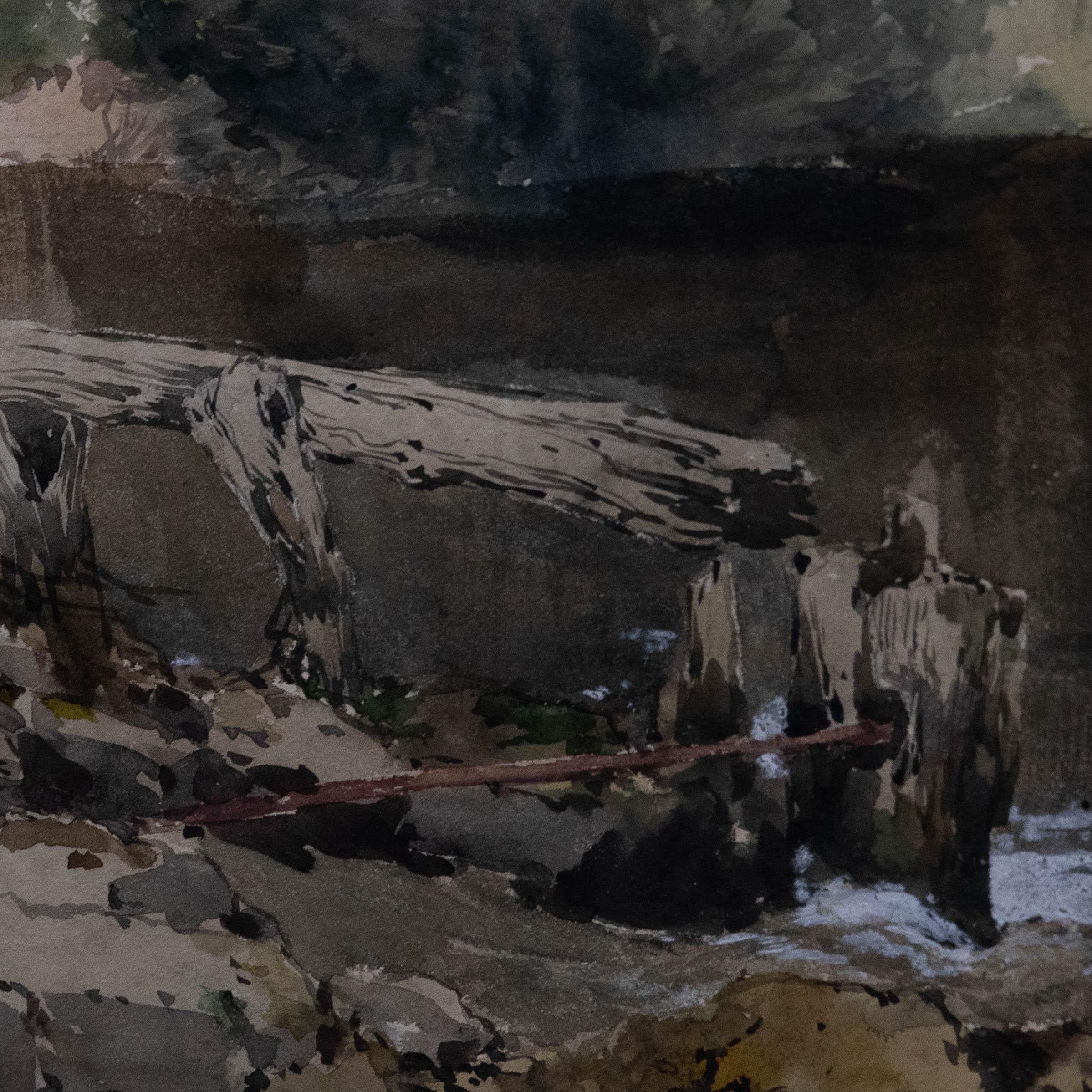 Attribut. William Collingwood Smith (1815-1887) - Aquarell, Flusslandschaft im Angebot 3