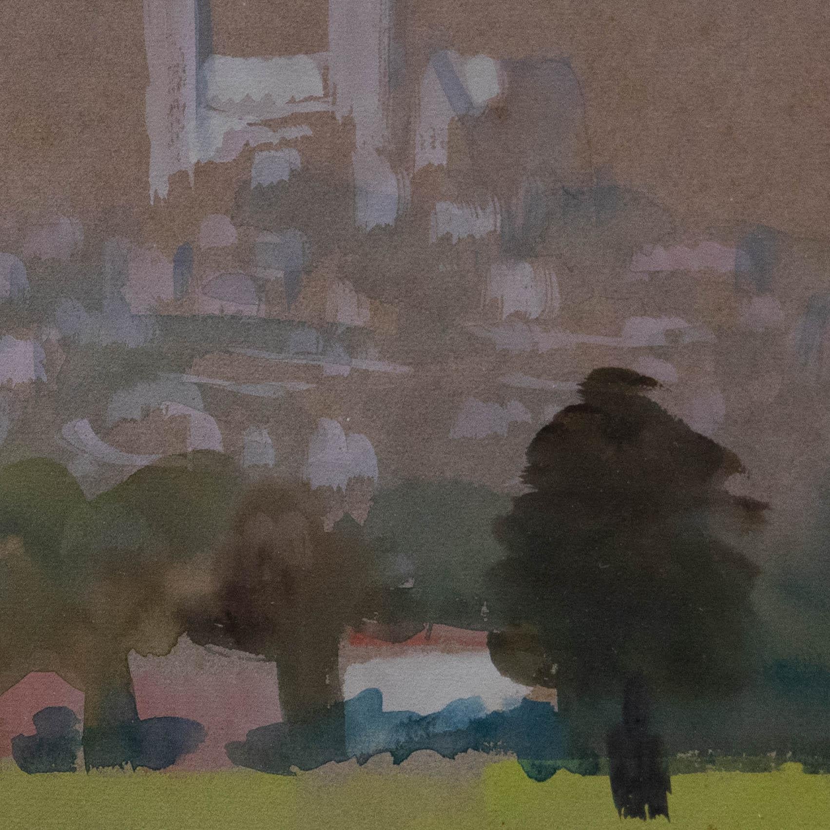 Richard Murray - Framed Mid 20th Century Watercolour, City Outskirts For Sale 3