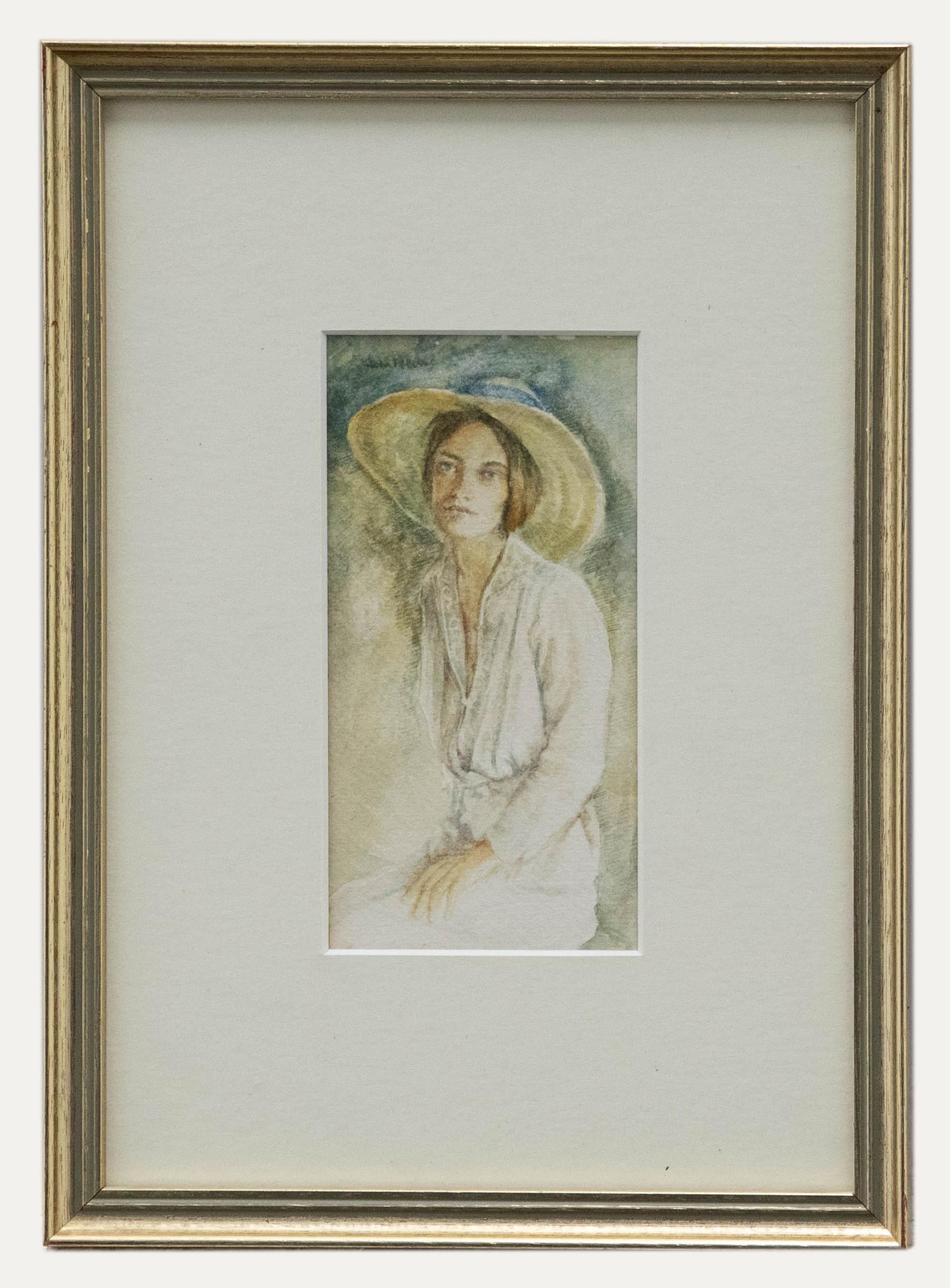 John Fellows - Framed Mid 20th Century Watercolour, Portrait of a Lady - Art by Unknown