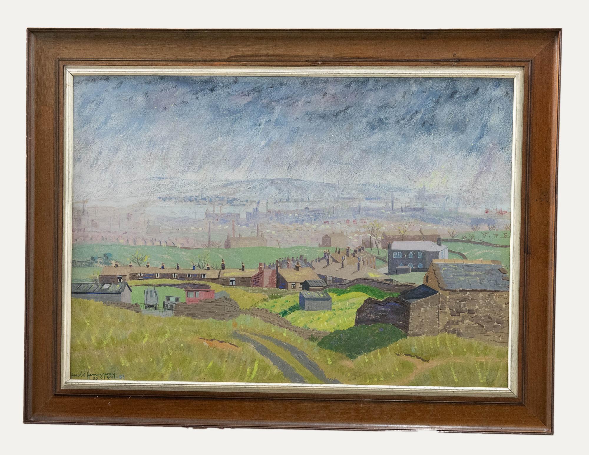 Unknown Landscape Art – Harold Hemingway (1908-1976) - 1953 Gouache, Der weite Sturm