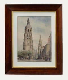 Vintage Howfe - French Mid 20th Century Watercolour, Saint Martin Tower, Vendome