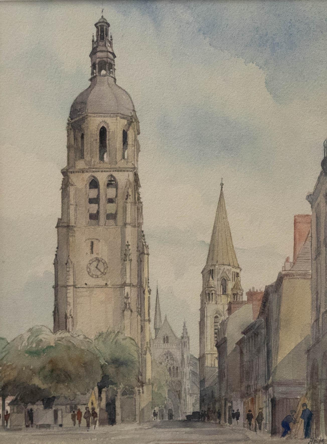 Howfe - French Mid 20th Century Watercolour, Saint Martin Tower, Vendome - Art by Unknown