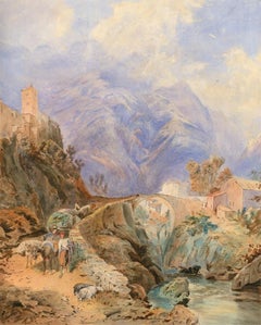 Kreis von Thomas Rowbotham (1823-1875) - Aquarell, italienische Stadt des 19. Jahrhunderts