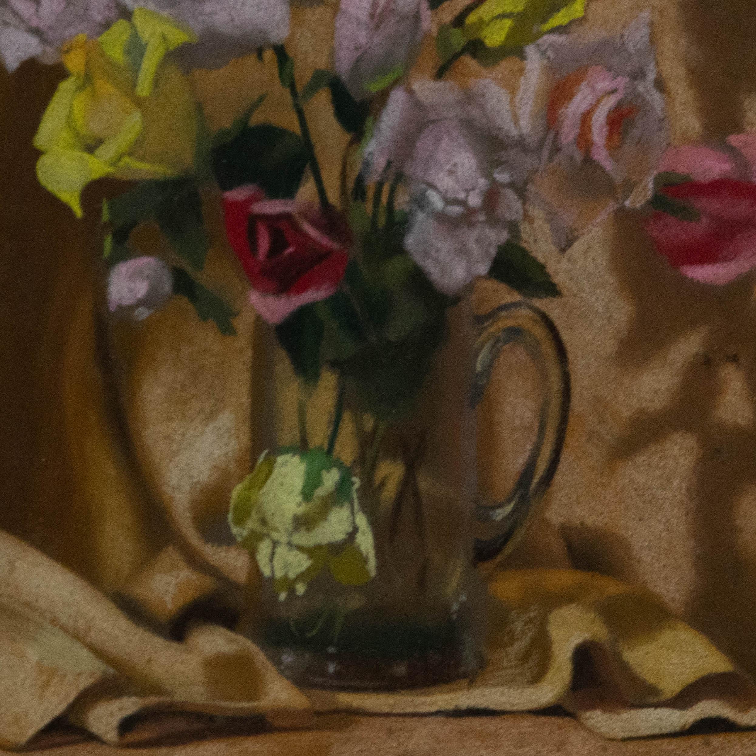 Vivian Bewick (1912-1999) - Pastellfarbene Rosen in einem Glas Tankard aus der Mitte des 20. Jahrhunderts im Angebot 3