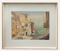 Vintage Ernest Savage (1910-1992) - Watercolour, Riomaggiori Cinque Terre