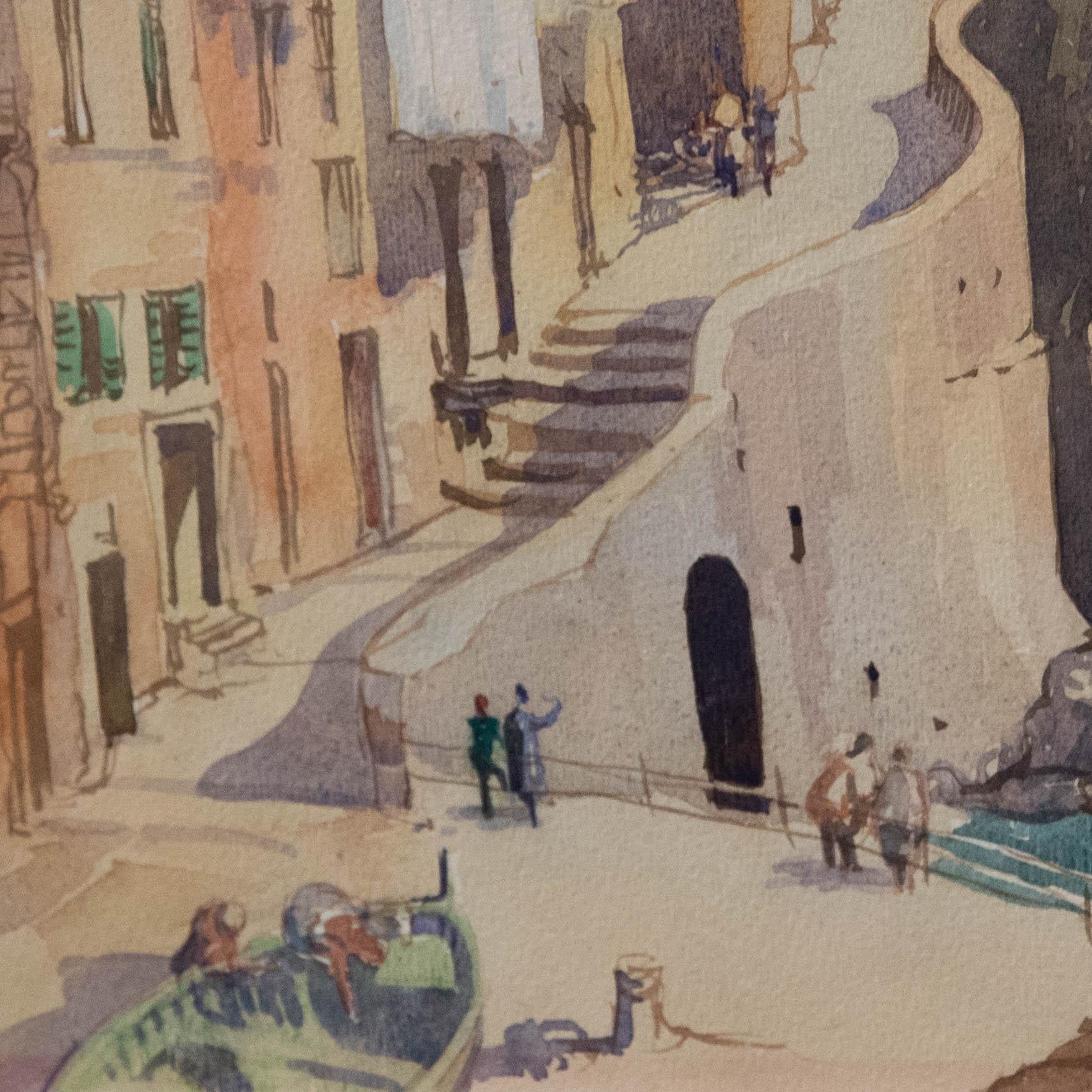 Ernest Savage (1910-1992) - Watercolour, Riomaggiori Cinque Terre For Sale 1