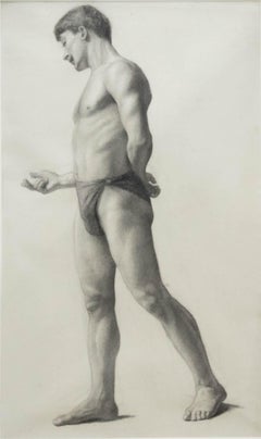 Estella Louise M. Canziani (1887-1964) - Graphite Drawing, Standing Male Nude