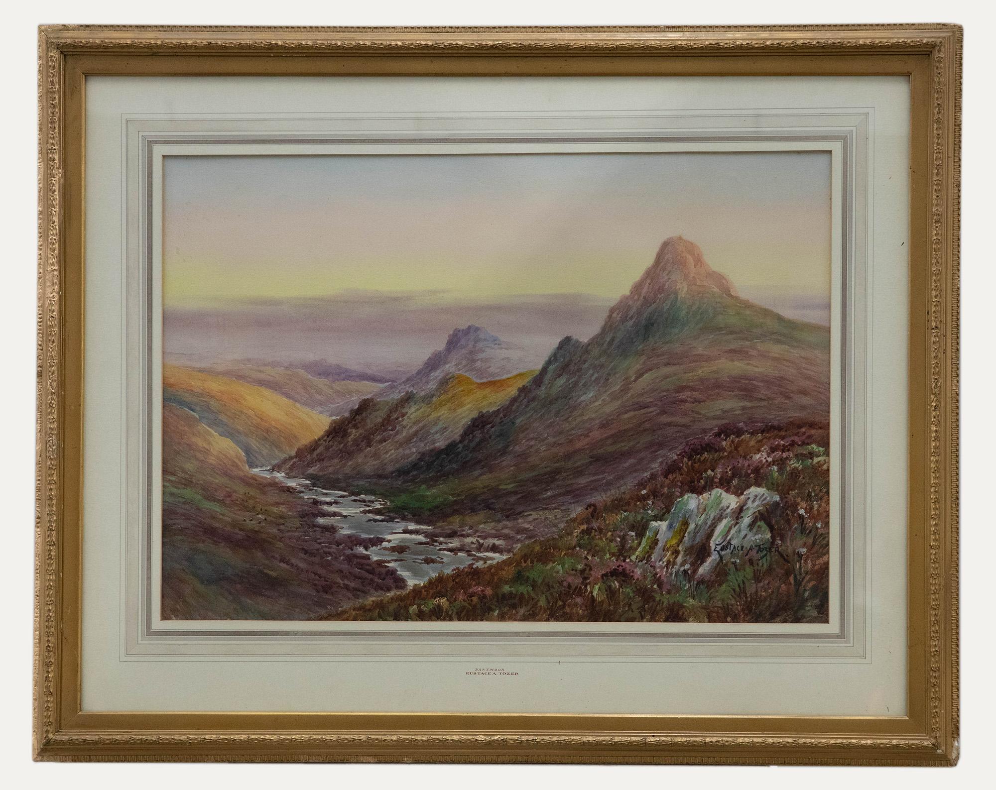 Unknown Landscape Art – Eustace A. Tozer - Aquarell des frühen 20. Jahrhunderts, Dartmoor