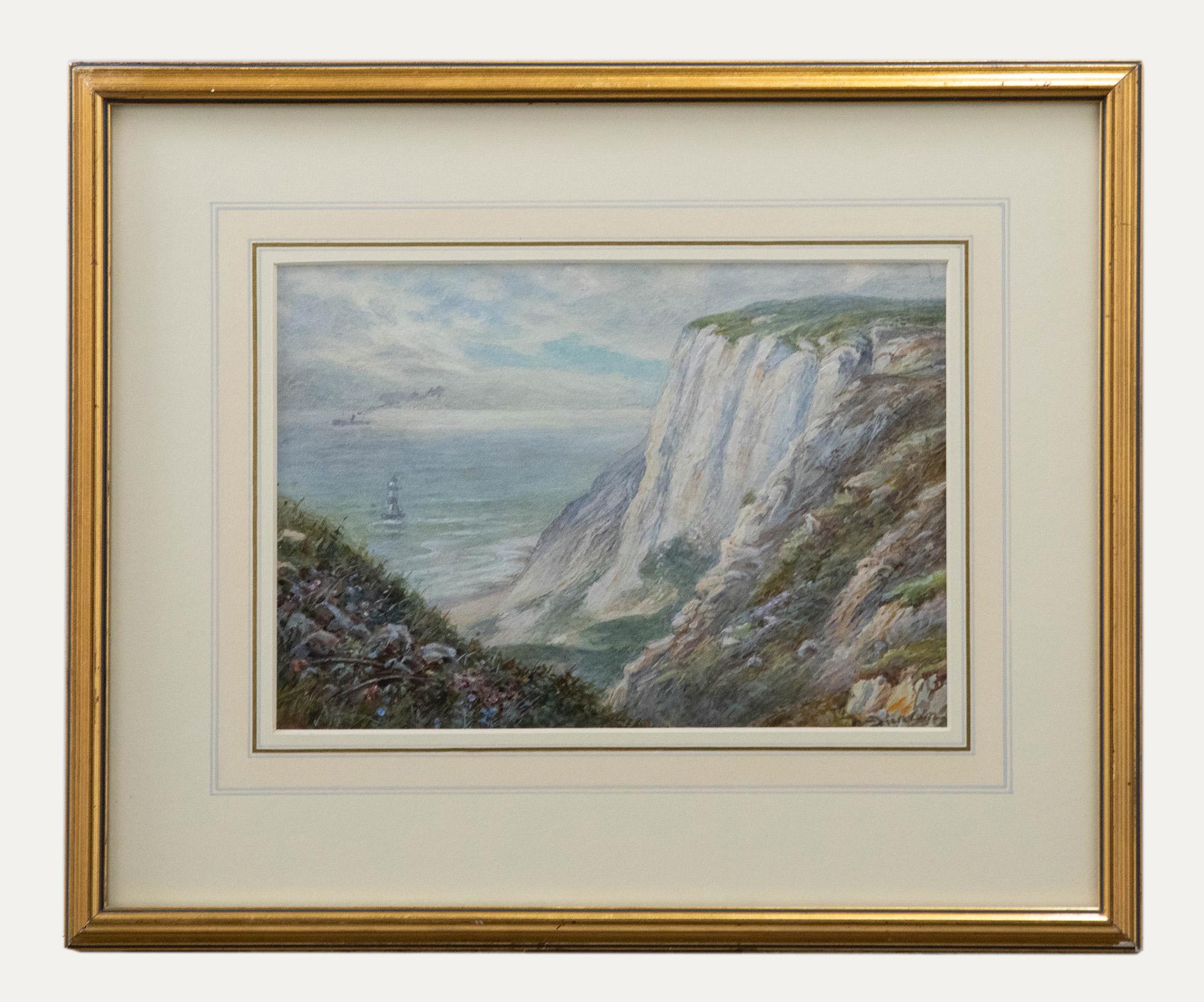 Unknown Figurative Art – Walter Duncan (1848-1932) - Gerahmtes Aquarell des späten 19. Jahrhunderts, Chalk Cliffs
