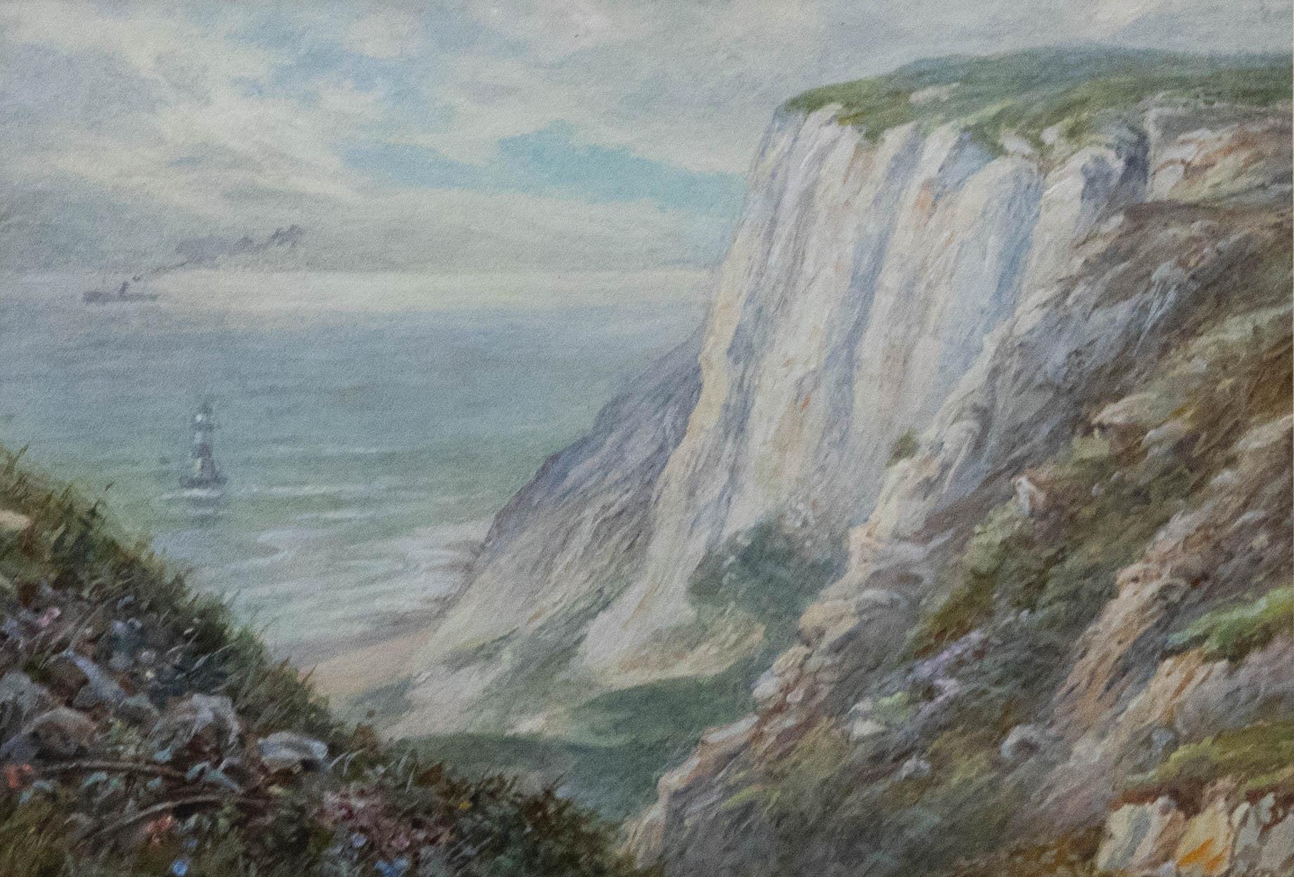 Walter Duncan (1848-1932) - Gerahmtes Aquarell des späten 19. Jahrhunderts, Chalk Cliffs – Art von Unknown
