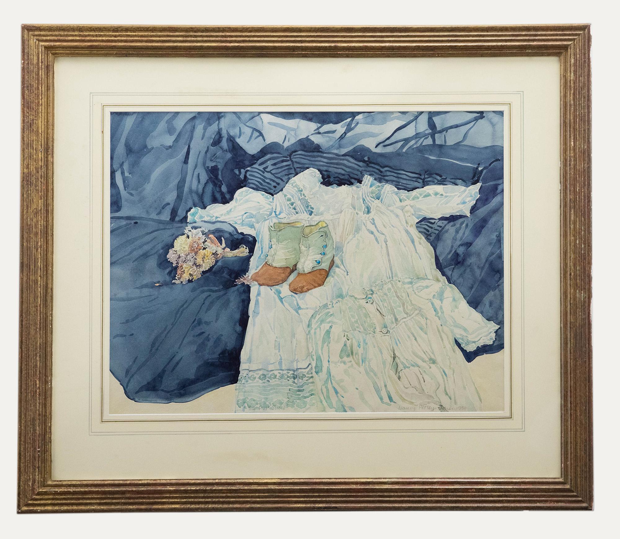 Unknown Figurative Art - Nancy Petley-Jones (b.1953) - Framed 20th Century Watercolour, The First Shoes