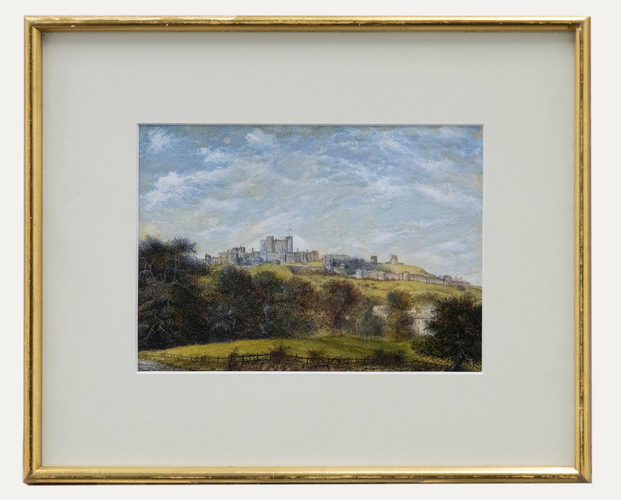 Unknown Landscape Art – Attribut. James Robert Thompson – Gerahmtes Aquarell des 19. Jahrhunderts, Dover Castle
