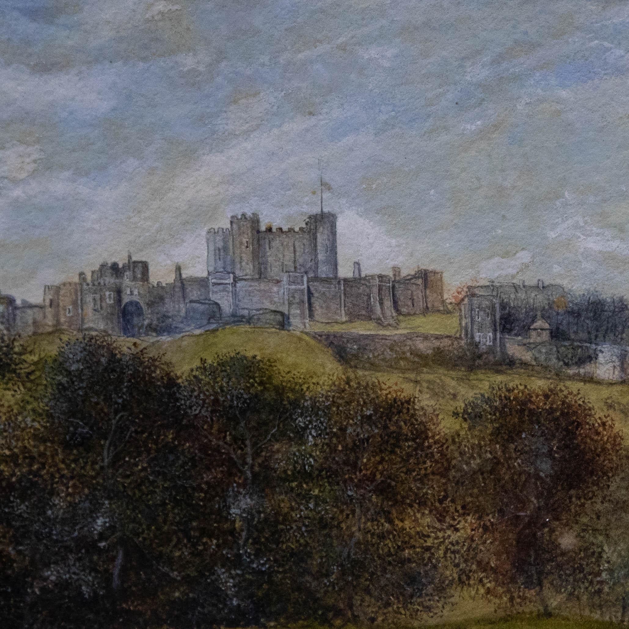 Attribut. James Robert Thompson – Gerahmtes Aquarell des 19. Jahrhunderts, Dover Castle im Angebot 1