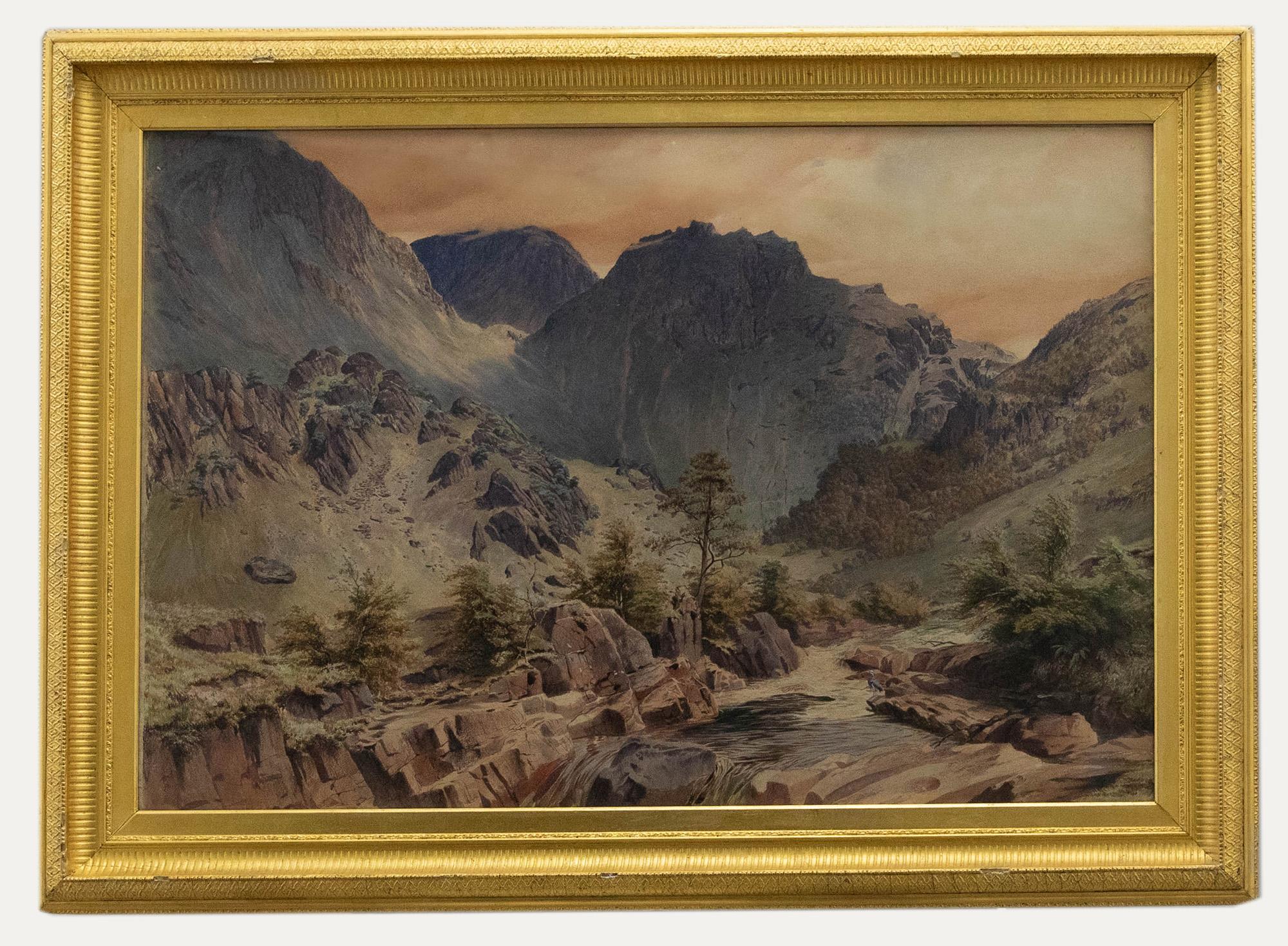 Unknown Landscape Art – Attribut. William F. Rosenberg (1825-1870) - Aquarell, norwegische Landschaft