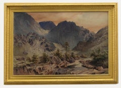 Antique Attrib. William F. Rosenberg (1825-1870) - Watercolour, Norwegian Landscape