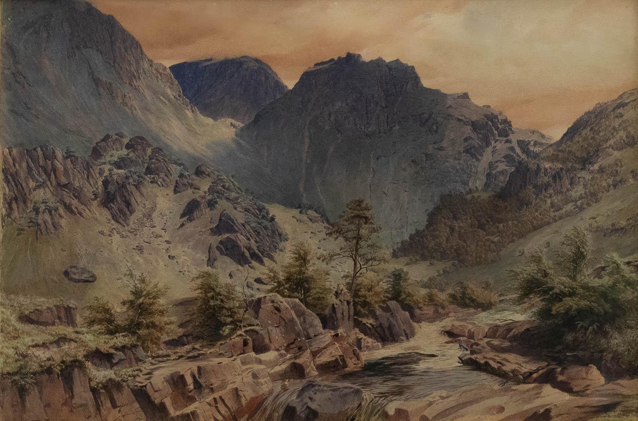 Attribut. William F. Rosenberg (1825-1870) - Aquarell, norwegische Landschaft – Art von Unknown