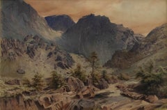 Attribué. William F. Rosenberg (1825-1870), aquarelle, paysage norvégien