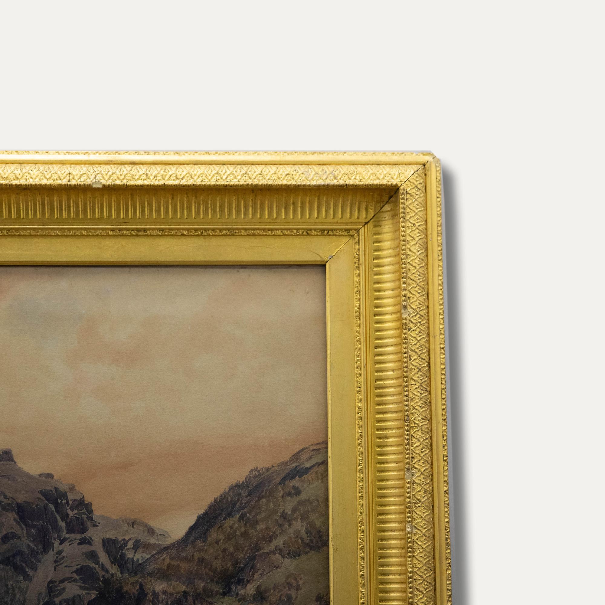 Attribut. William F. Rosenberg (1825-1870) - Aquarell, norwegische Landschaft im Angebot 2