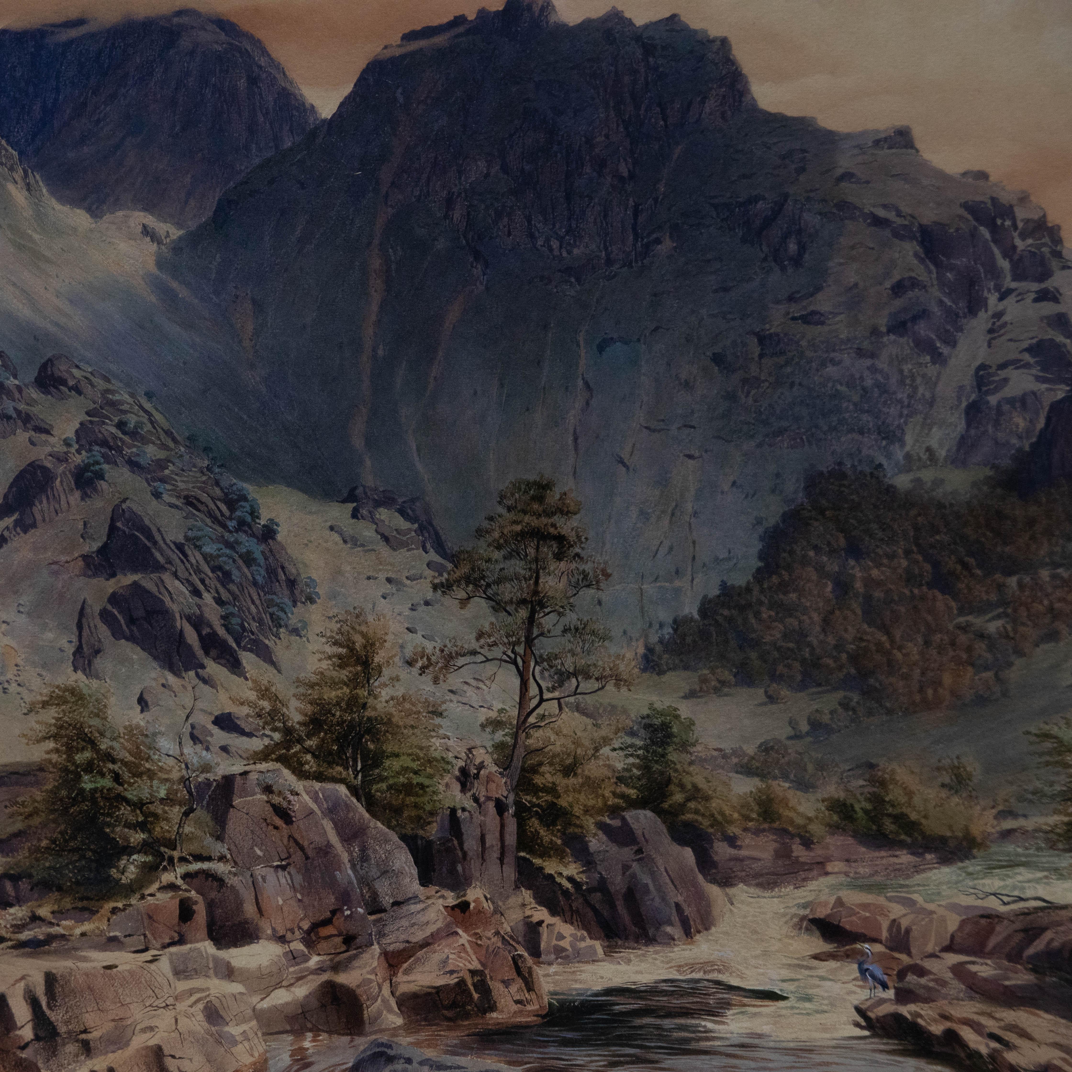 Attribut. William F. Rosenberg (1825-1870) - Aquarell, norwegische Landschaft im Angebot 1