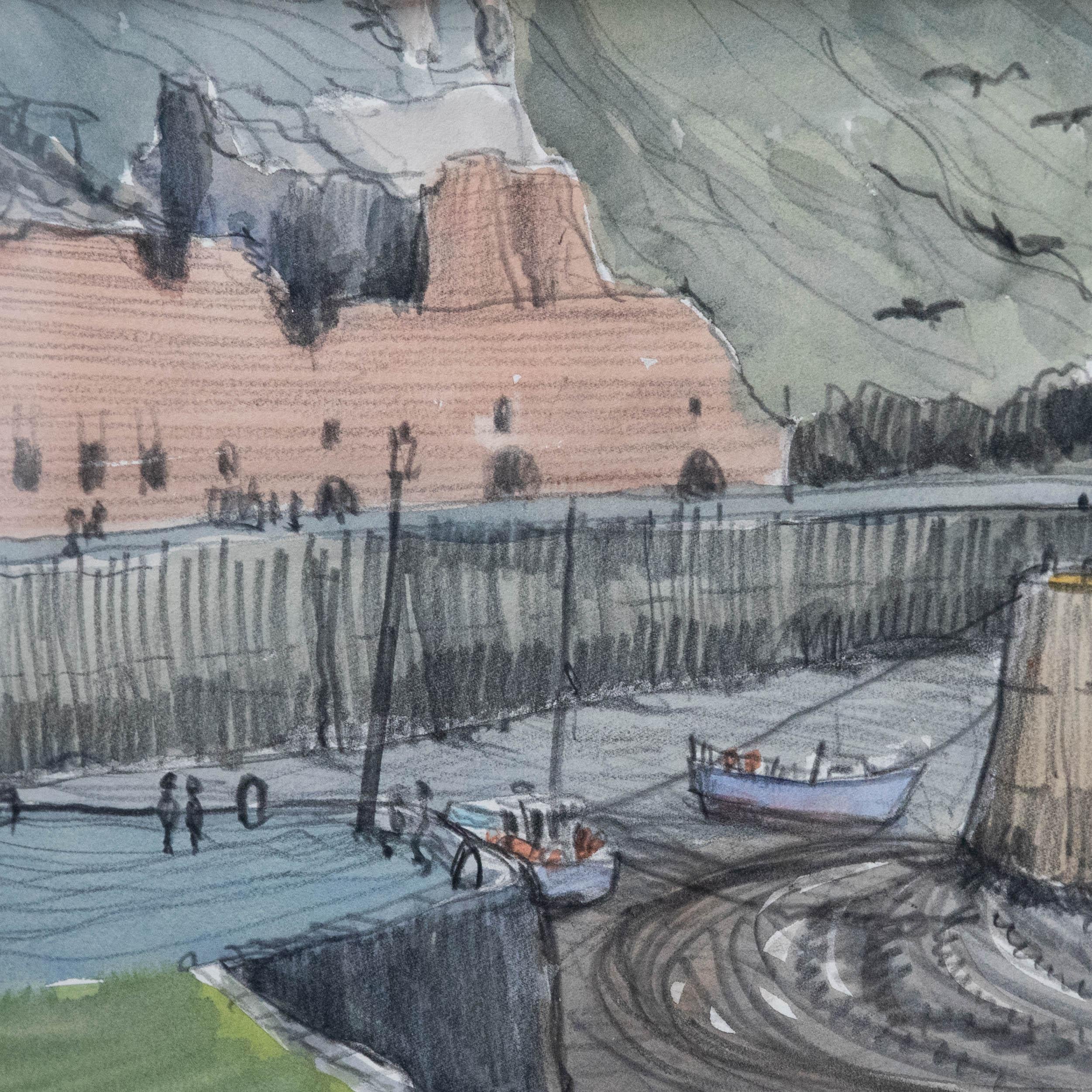 Martin Podd (b.1930) - Framed Contemporary Watercolour, Porthgain For Sale 1