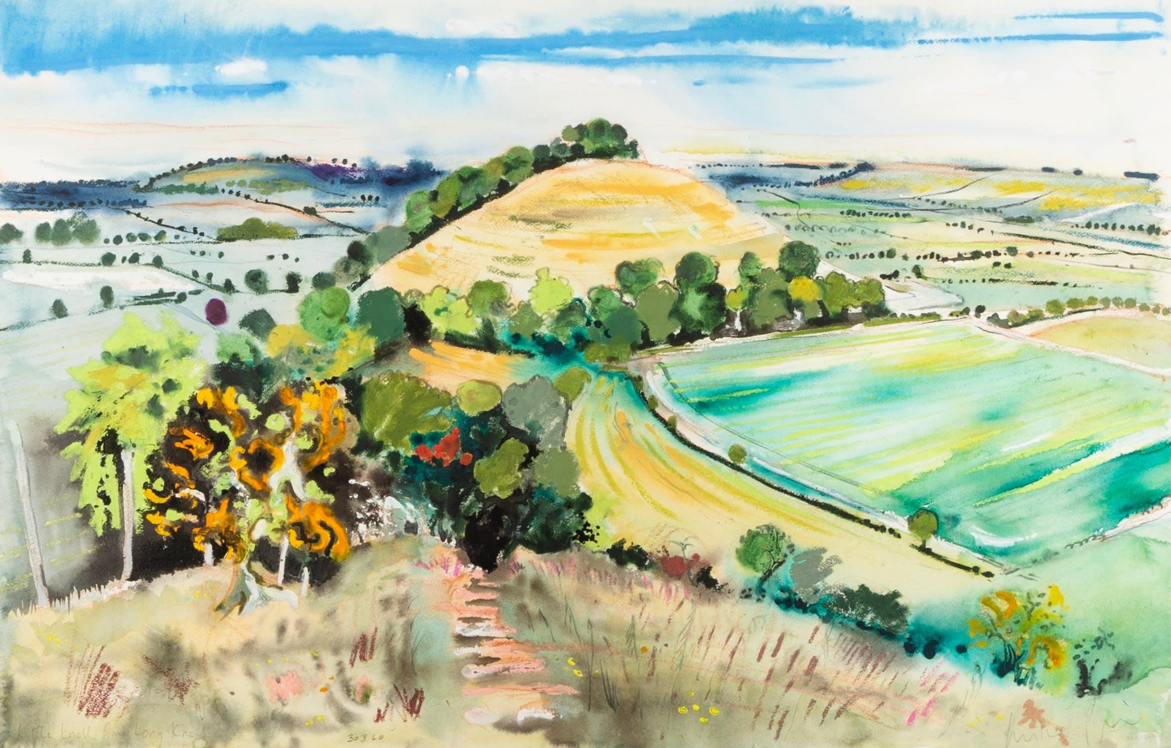 Unknown Landscape Art - Little Knoll from Long Knoll, Watercolour Painting by Luke Piper, 2000