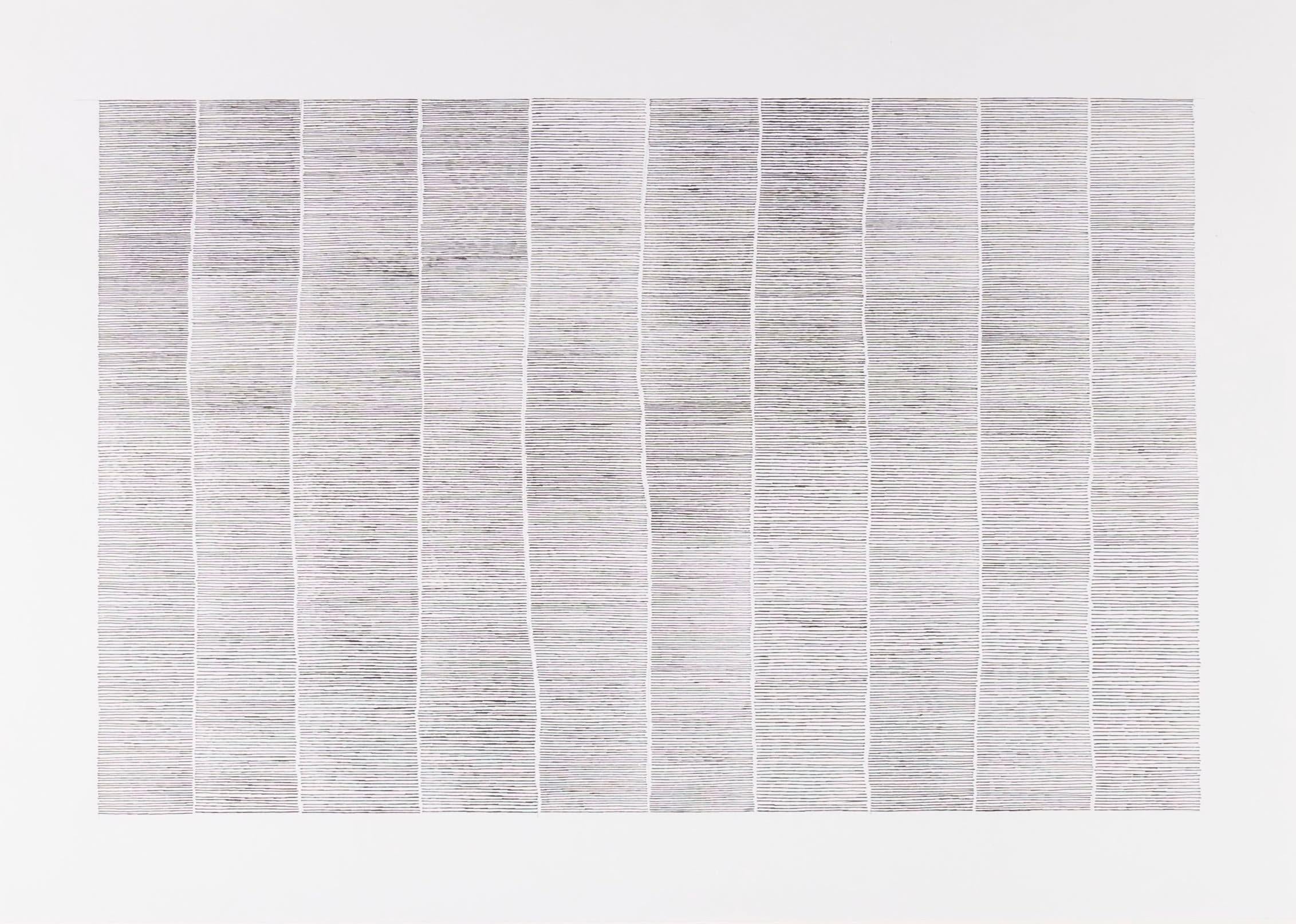 Untitled IX (Linear Motif), Pen on Paper Drawing by Jon Probert B. 1966, 2022

Additional information:
Medium: Pen on paper
Dimensions: 42 x 59.5 cm
16 1/2 x 23 3/8 in

Having studied Fine Art and Art History at Newcastle University and lived in