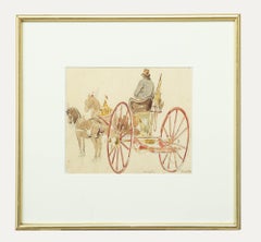 Achille Vianelli (1803-1894) - Aquarelle, Étude d'une voiture hippomobile