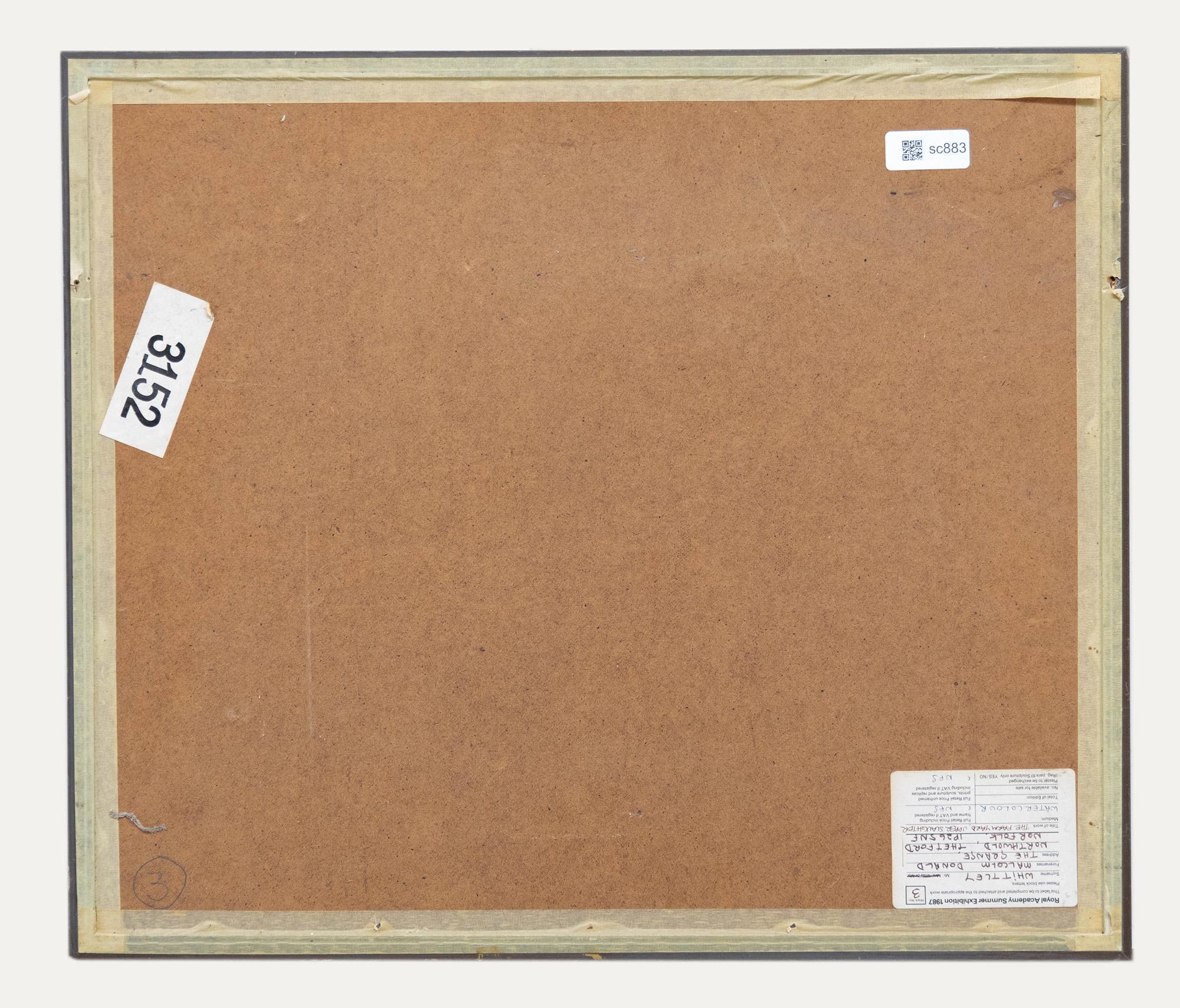Signiert unten rechts. Präsentiert in einem modernen Rahmen mit violettem Passepartout. Verso mit einem Label der Royal Academy Summer Exhibition. Auf dem Papier.
