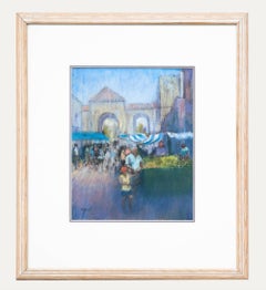 Vintage Michael Frost - 20th Century Pastel, Market Day in Andalusia