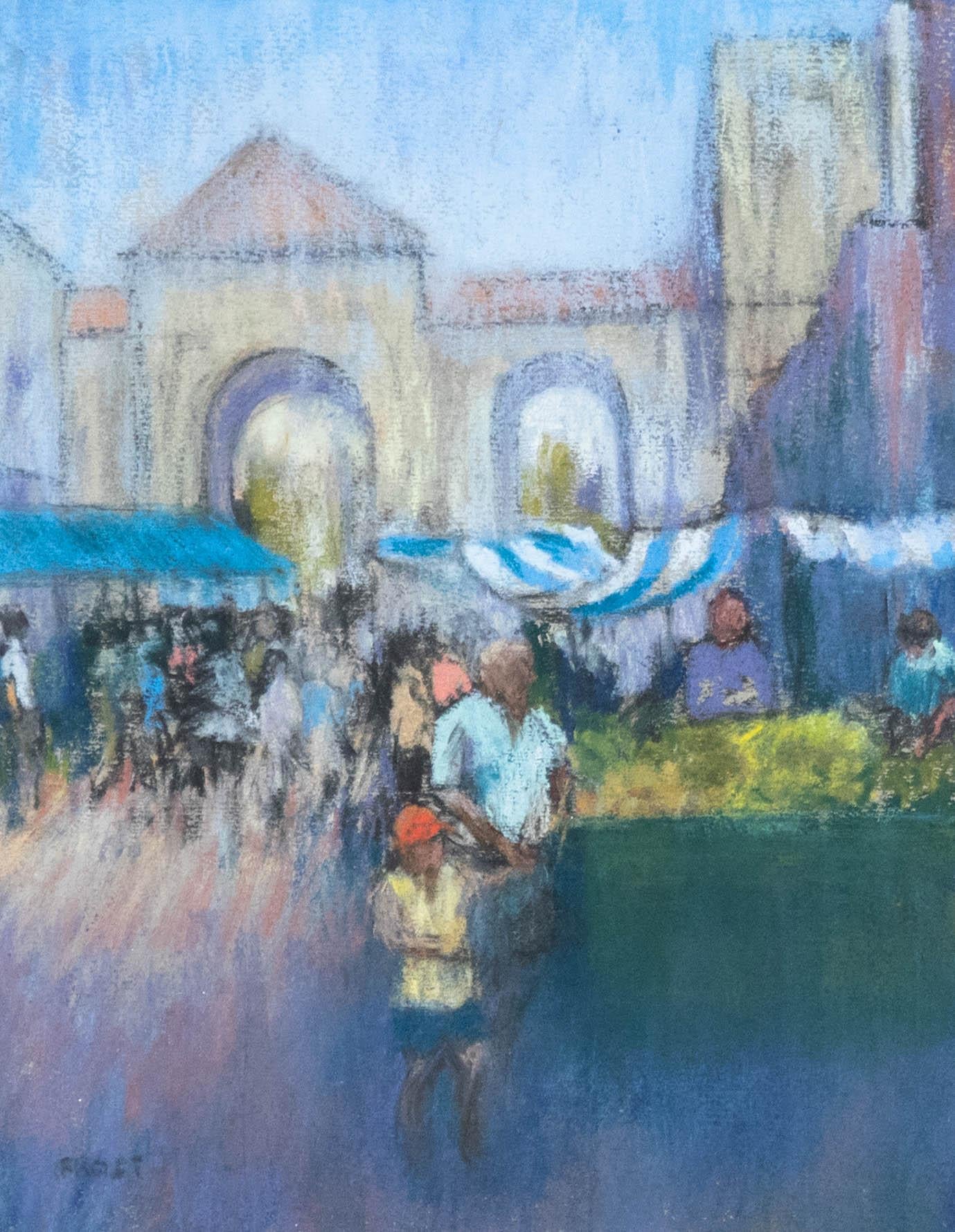 Michael Frost – Pastellfarbener Markttag des 20. Jahrhunderts in Andalusien – Art von Unknown