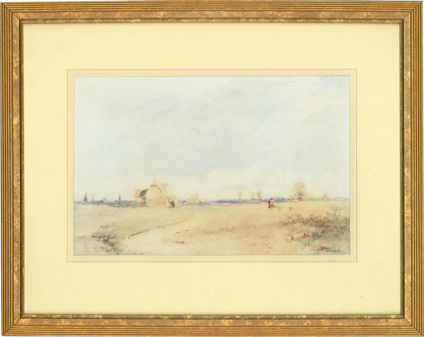 Arthur Gerald Ackerman - rural landscape in watercolours. Signed lower right. Well-presented in a modern gilt-effect frame with a later inscription verso. On paper.
