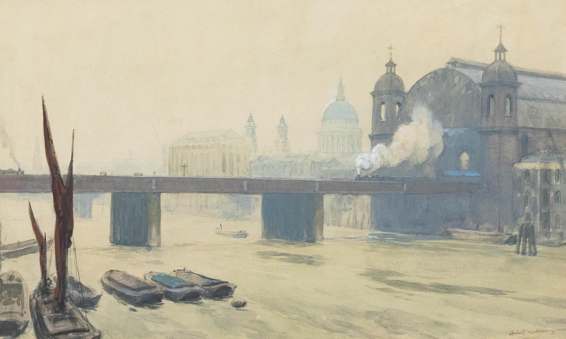 Hubert John Williams (1905-1989) - Watercolour, Canon Street Railway Bridge 93 For Sale 1