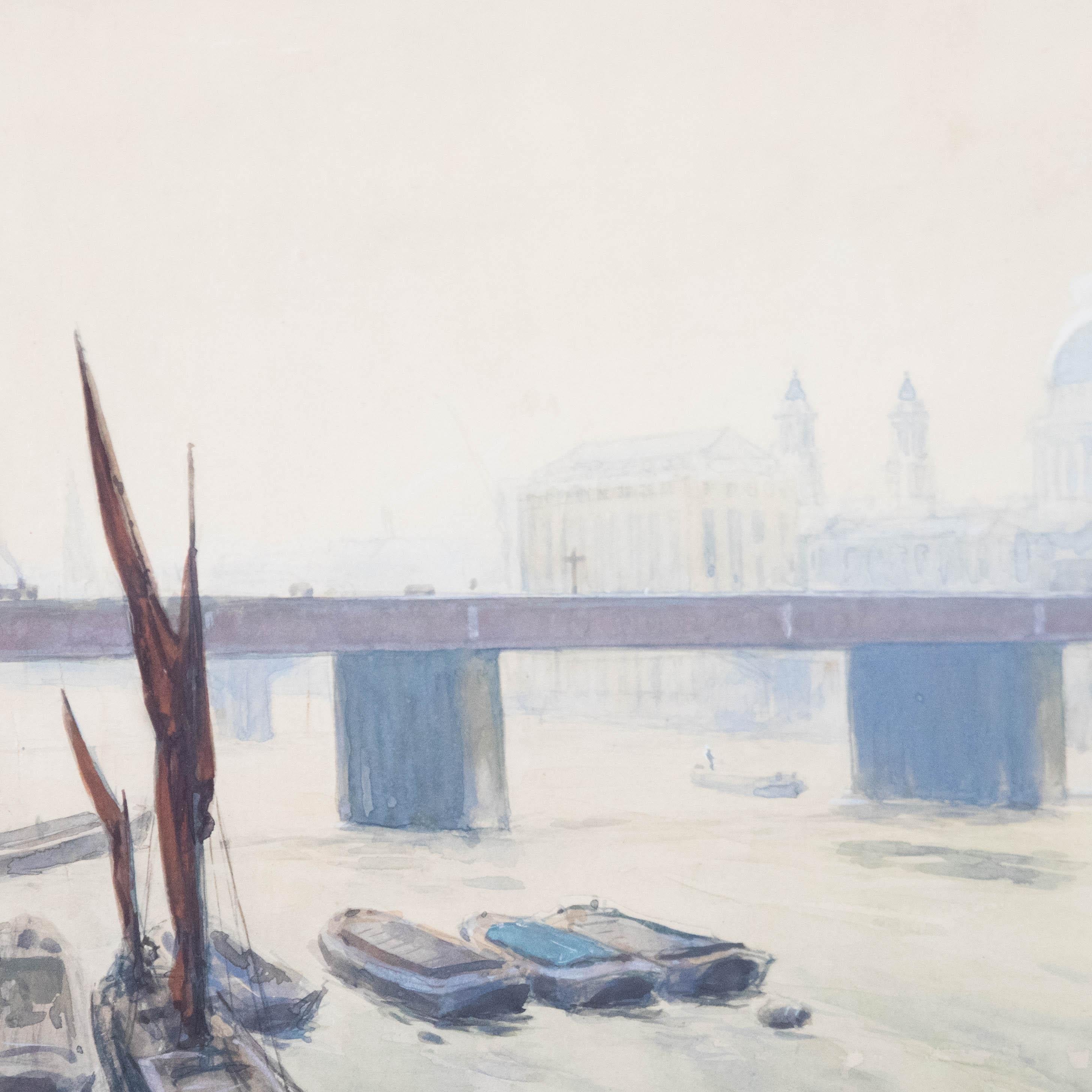 Hubert John Williams (1905-1989) - Watercolour, Canon Street Railway Bridge 93 For Sale 3