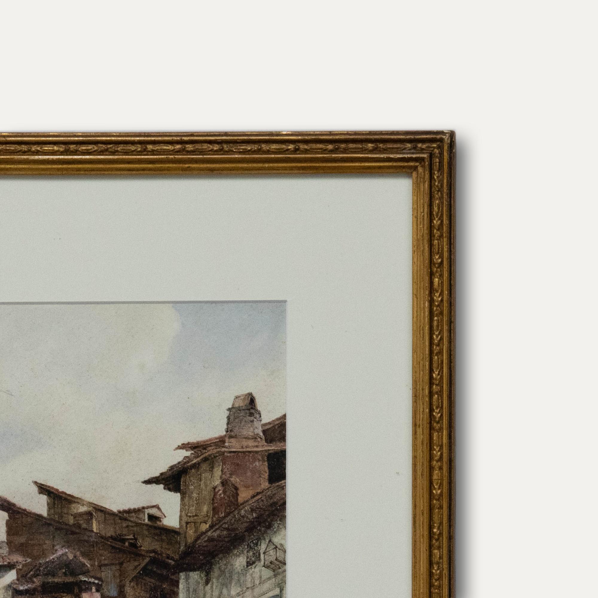 Jean-Marie Oscar Gue (1809-1877) - 1832 Watercolour, Busy Town Scene For Sale 2