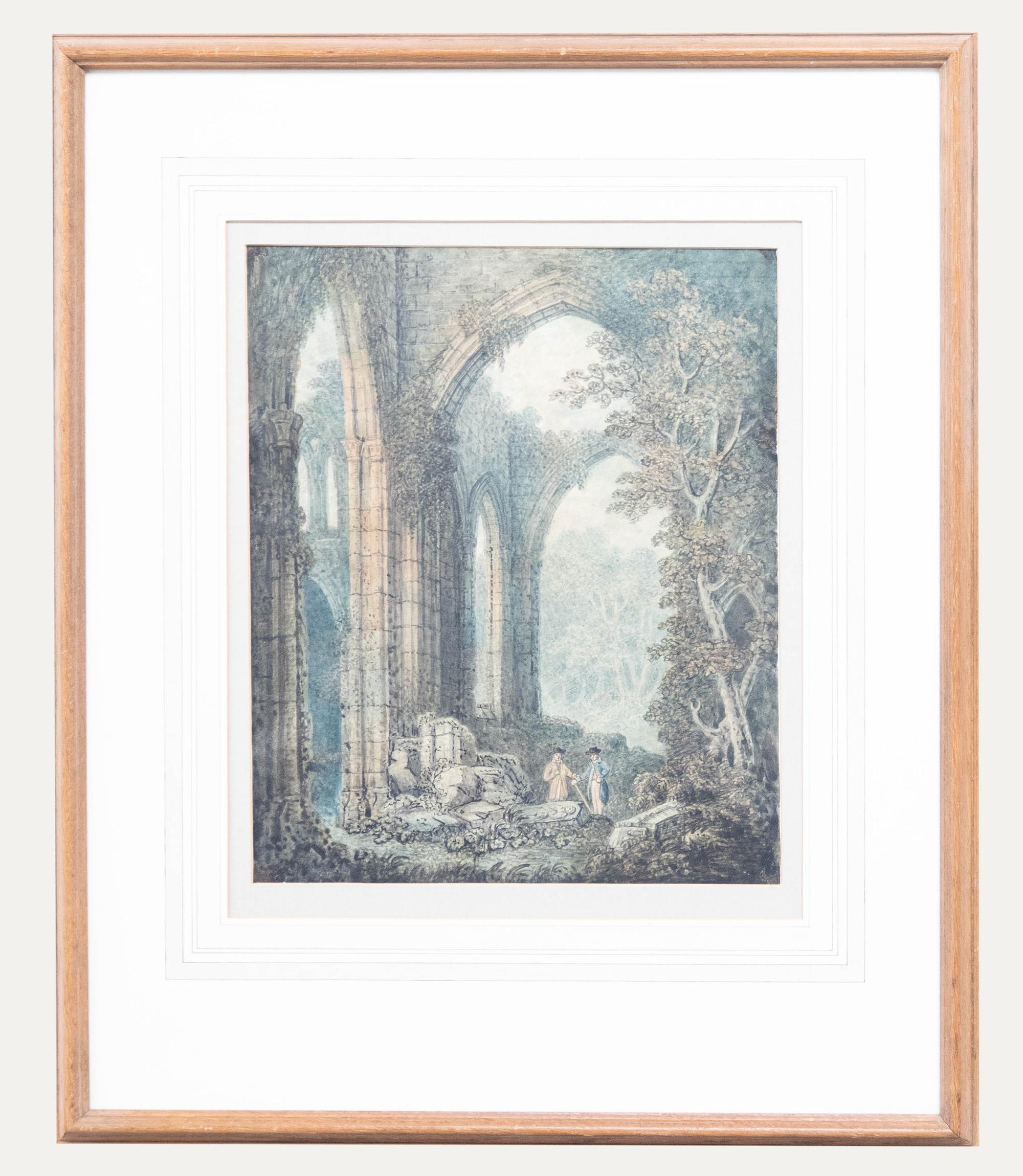 Unknown Landscape Art - 19th Century Watercolour - Cathedral Ruins