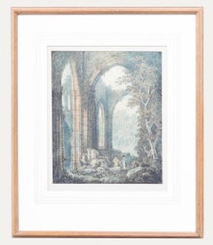 Aquarell des 19. Jahrhunderts – Kathedralenruinen