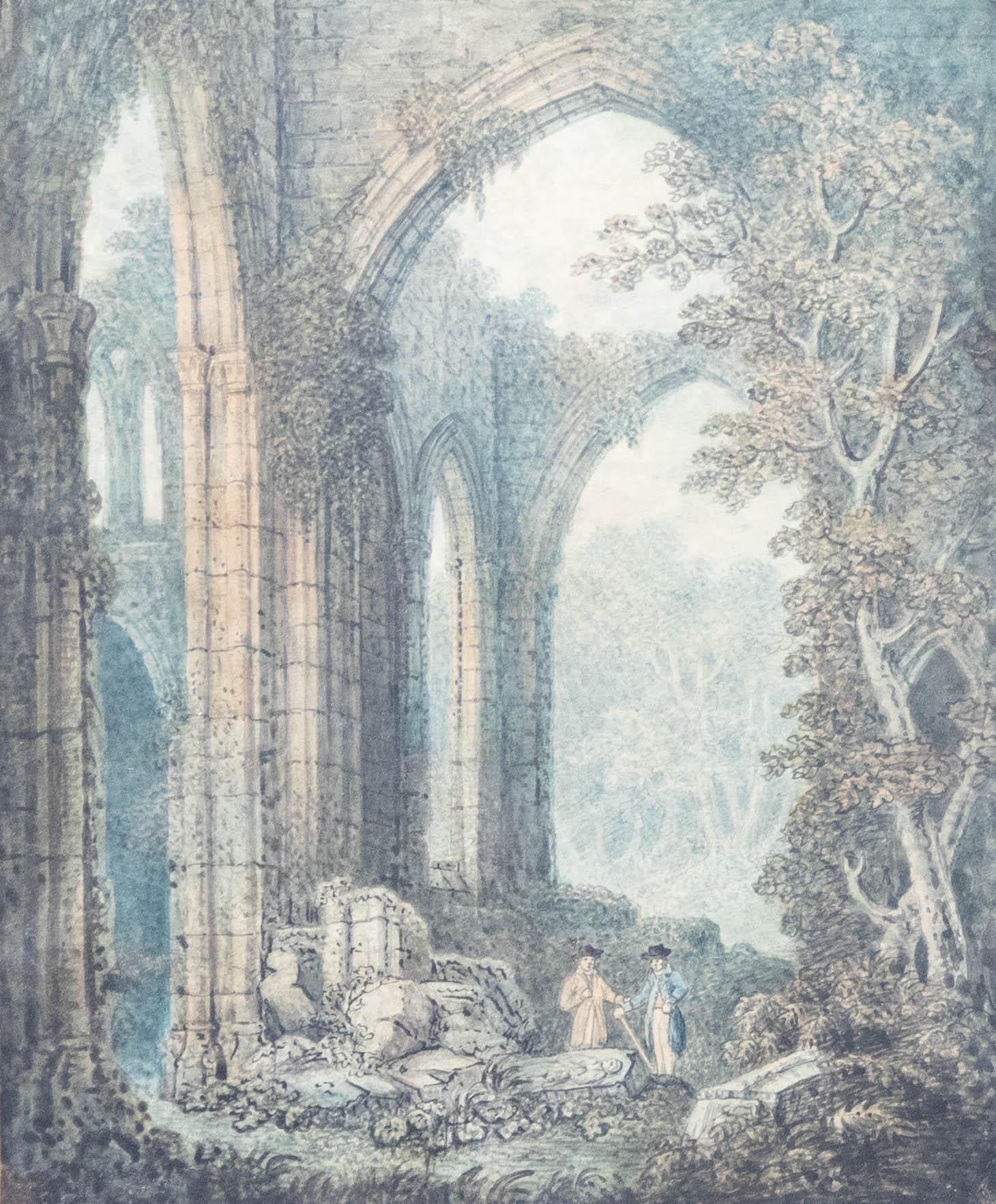 19th Century Watercolour - Cathedral Ruins - Art by Unknown