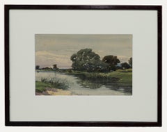 Edmund Morison Wimperis (1835-1900) - Aquarelle de la fin du XIXe siècle, rivière tranquille