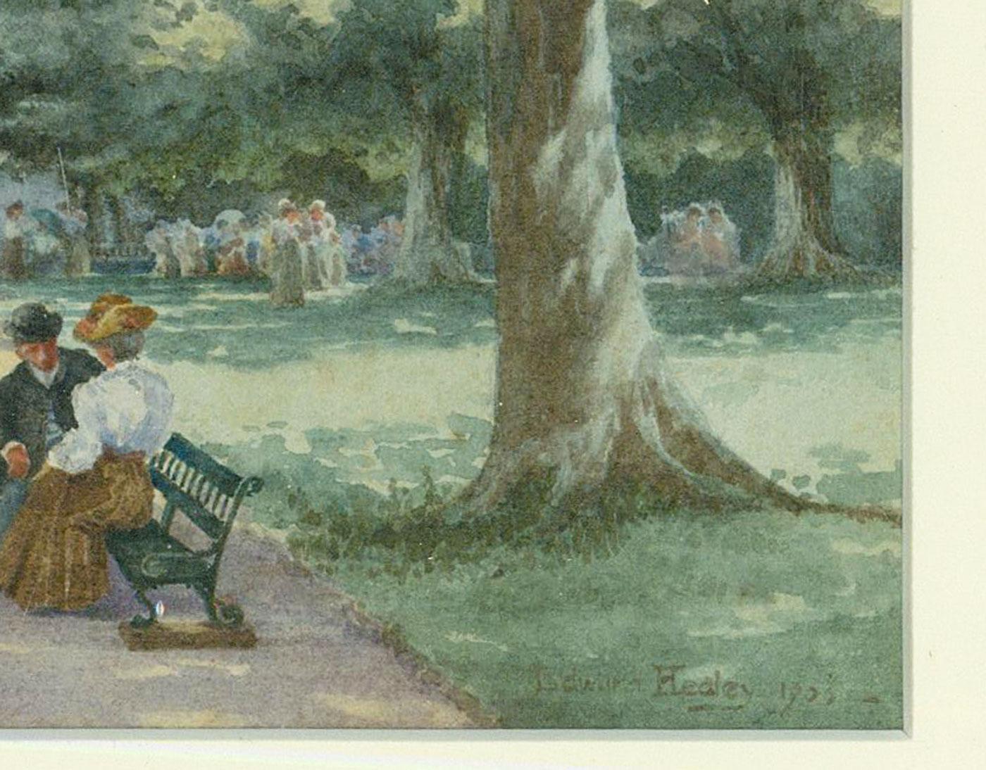 Edward Healey (1842-1916) - 1905 Watercolour, Promenading For Sale 1