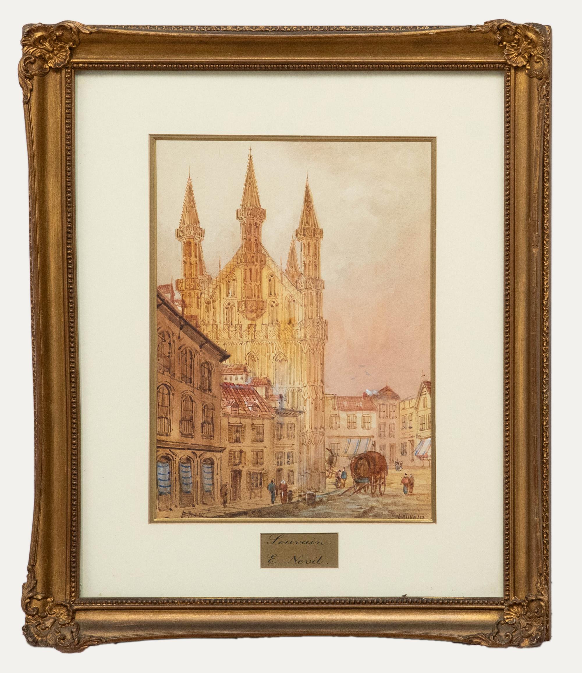 Edward Nevil (fl.1880-1900) - Late 19th Century Watercolour, Leuven, Belgium