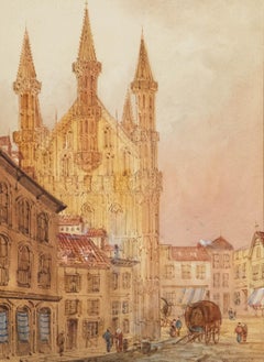 Edward Nevil (vers 1880-1900) - Aquarelle de la fin du XIXe siècle, Louvain, Belgique