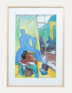 Mullen - Framed 20th Century Pastel, Studio Interior with Life Model
