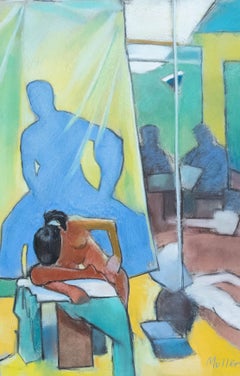 Mullen - Pastel encadré du 20th Century Studios avec modèle vivant